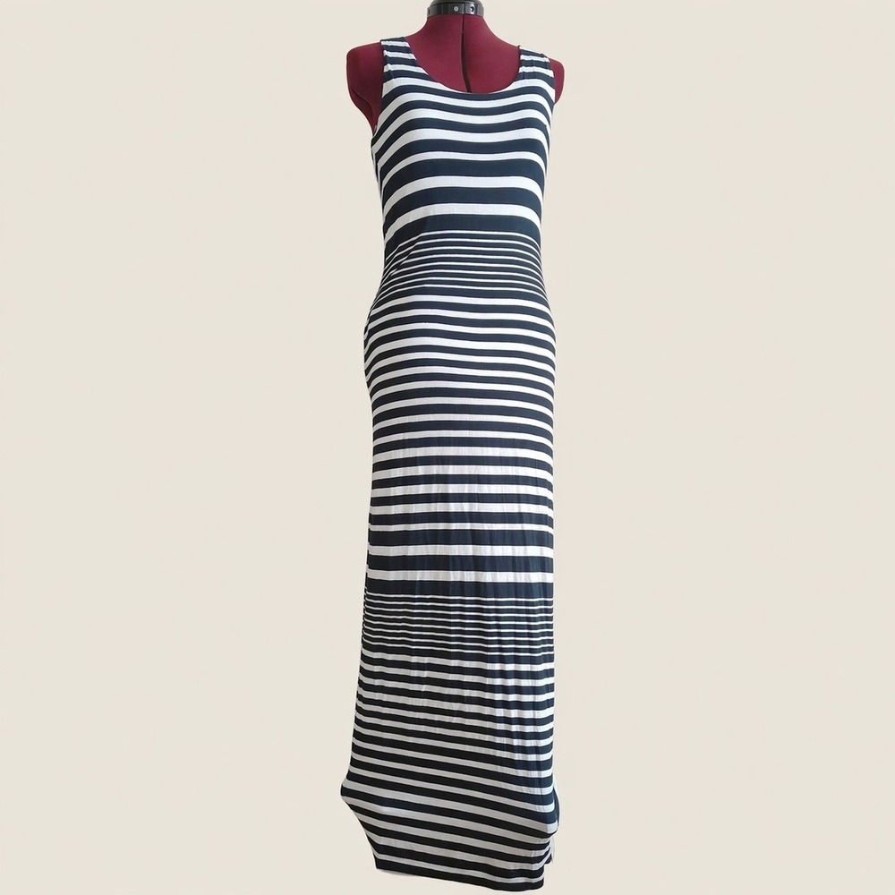 Banana Republic‎ Womens XS Navy White Striped Twisted Back Modal Maxi Tank Dress